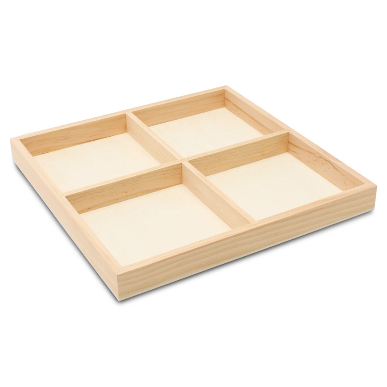 DIY Square Wooden Divided Serving Tray, Multiple Sizes, 4 Sections for Party | Woodpeckers